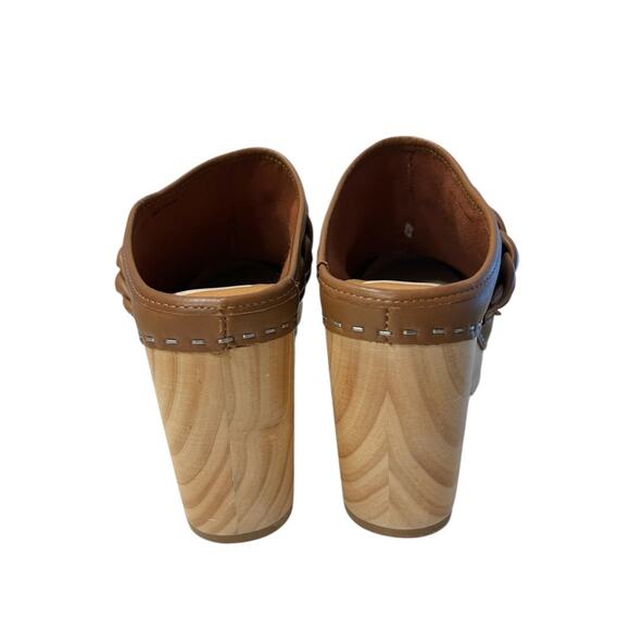 Dolce Vita Hila Leather Platform Clogs Women’s 9 Brown Wooden Block Heel NEW - Picture 5 of 9